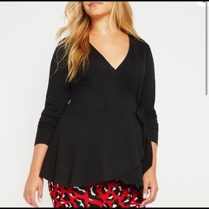 ELOQUII Black Wrap Blouse